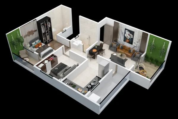 Unit 102 — 2 BHK Interior